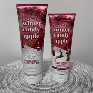 BBW Winter Candy Apple Body Wash and Body Cream set of  2 NWT